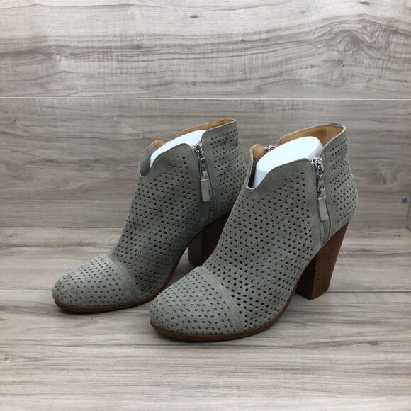 Rag & Bone Ankle Boots Womens EU 39.5 Light Gray Suede Double Zip Booties - Picture 1 of 10